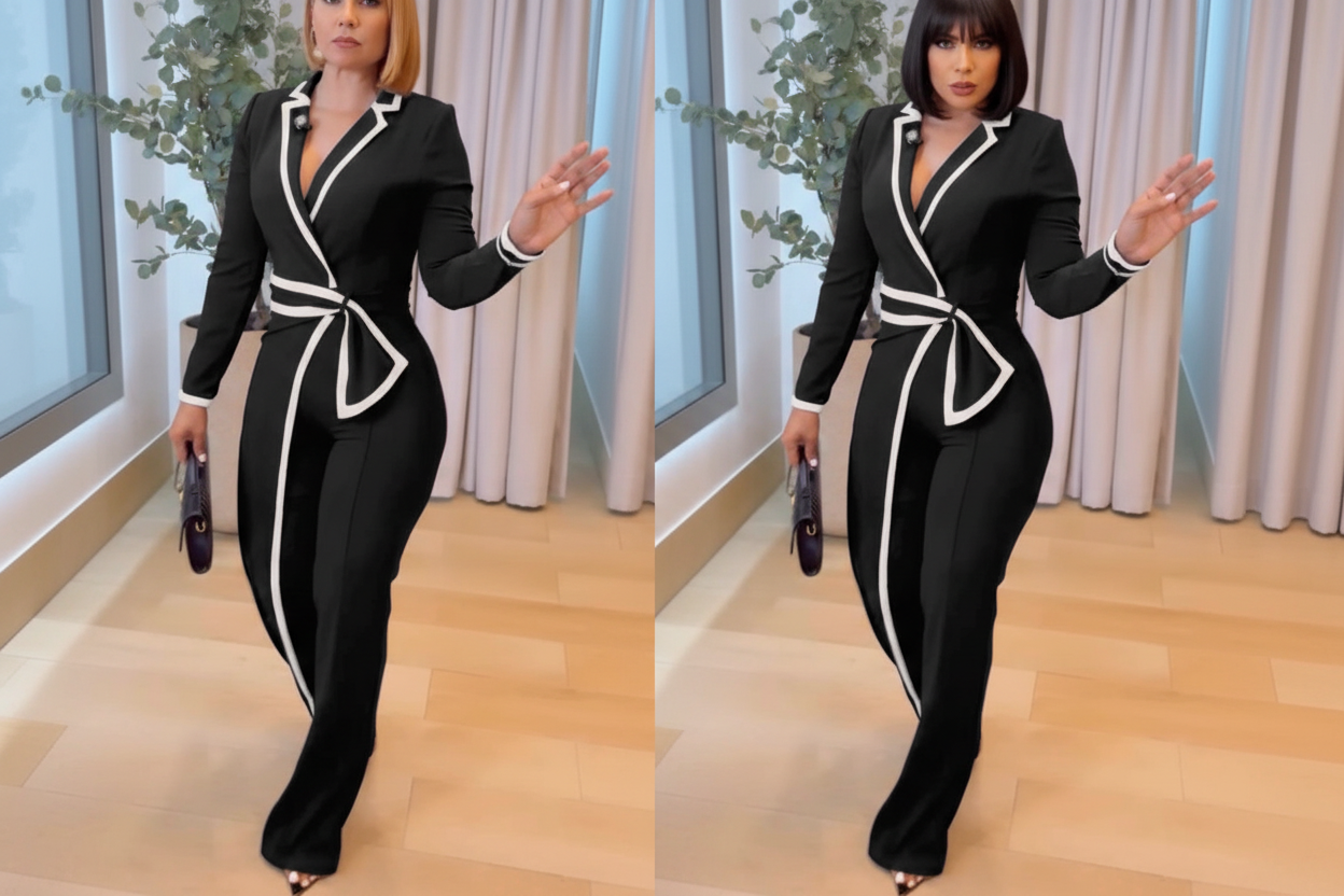 Chic me black and white jumpsuit