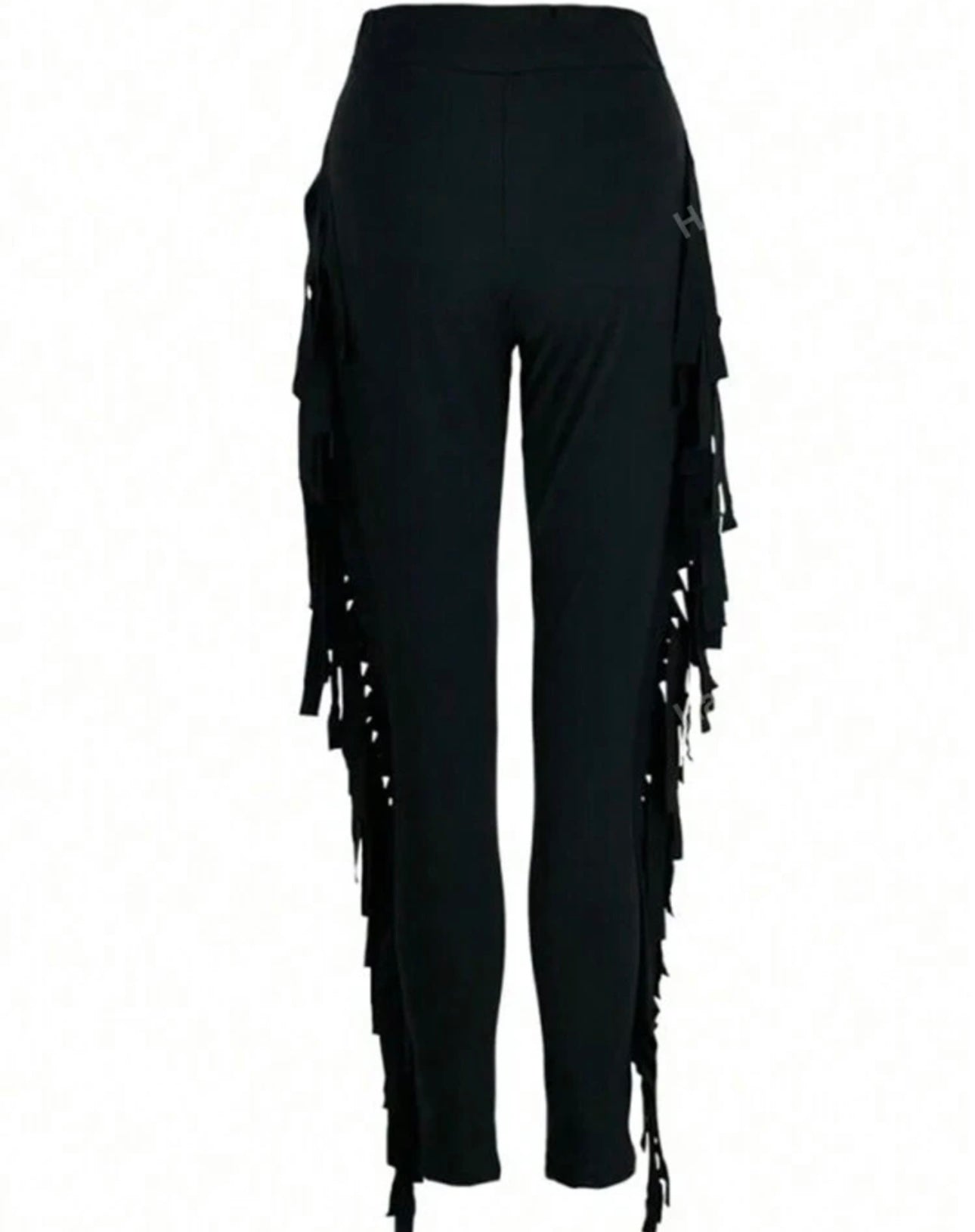 High Waisted Solid Black Tassel Pants -size 2xl/16