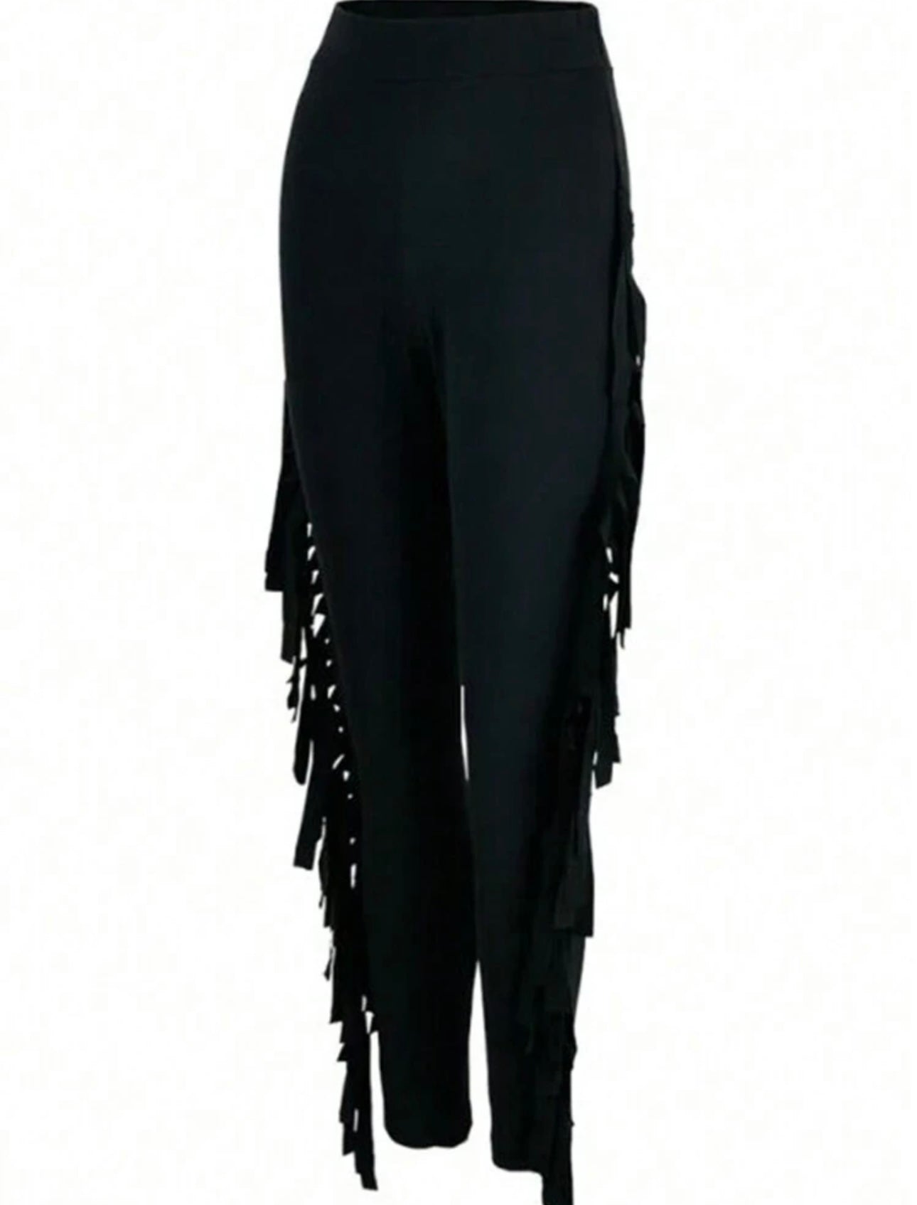 High Waisted Solid Black Tassel Pants -size 2xl/16