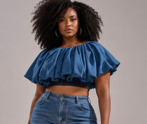 Fun Denim bubble crop top