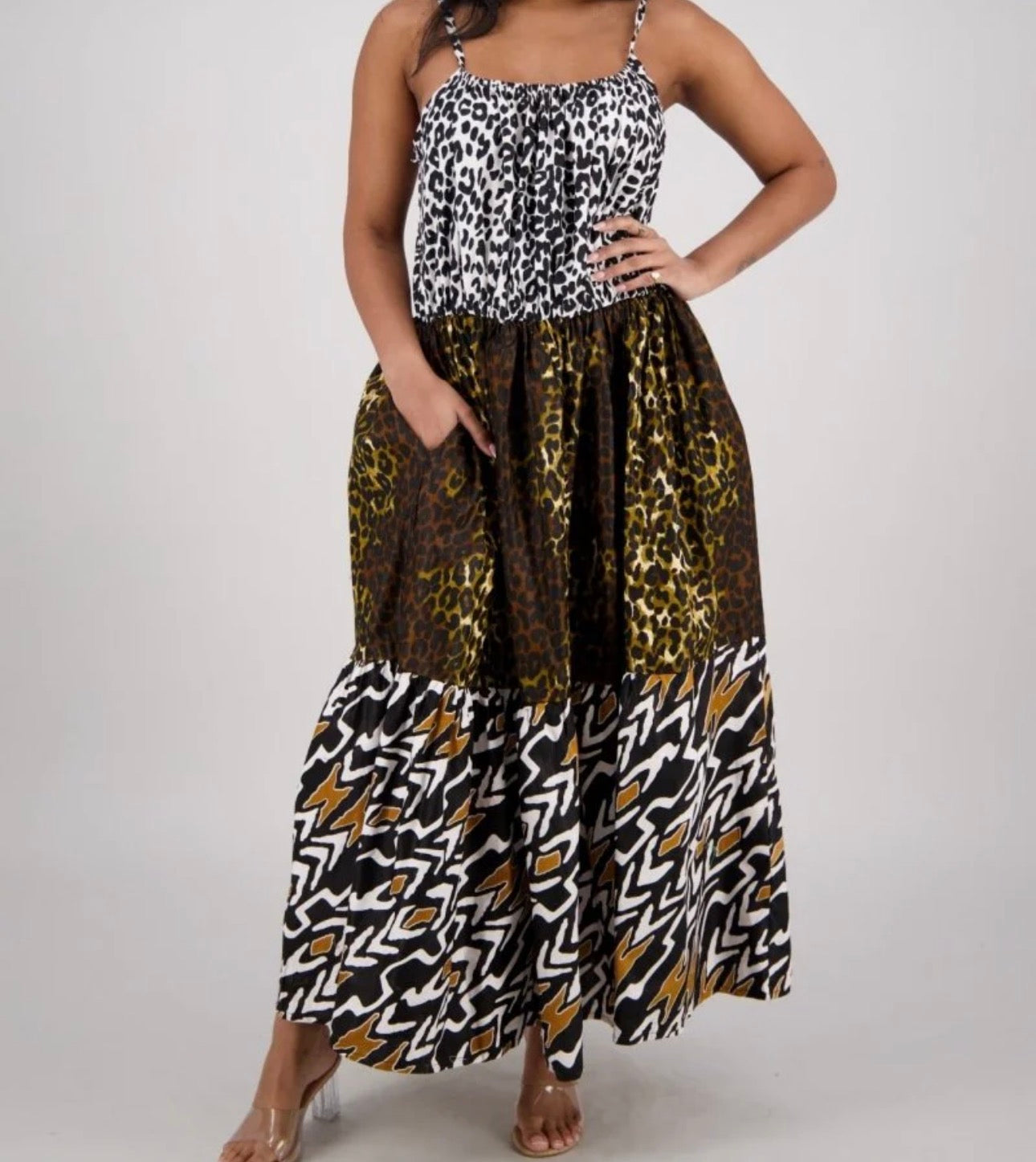 Mixed animal print dress
