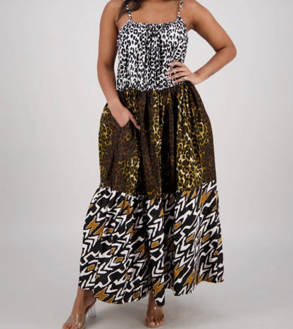 Mixed animal print dress